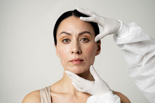 A girl in her 30s with premature ageing signs on her face