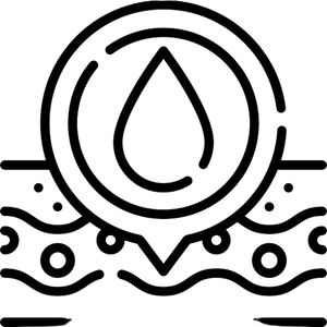 An oil droplet is shown on the skin's surface