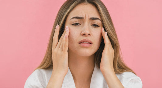 A woman struggling with dry, rough, and patchy skin