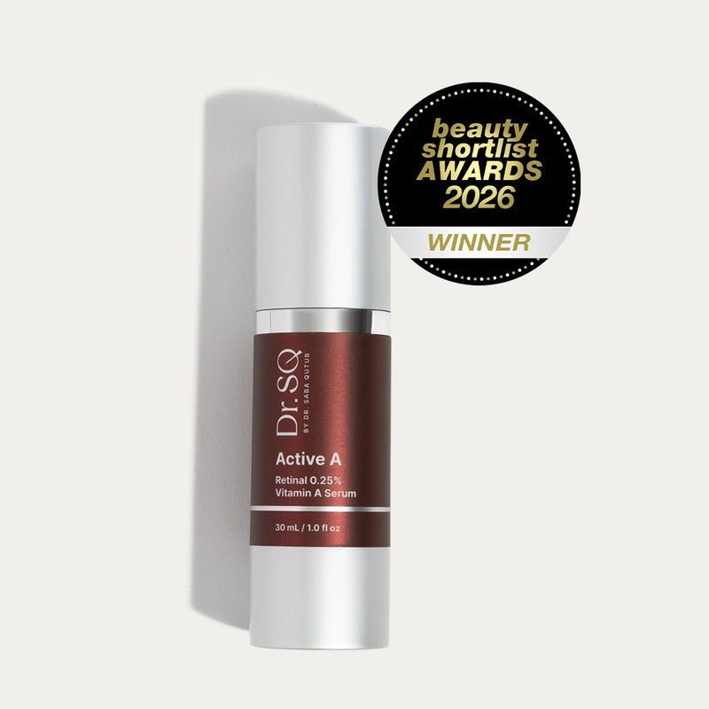 Active A serum bottle with the grey shadow behind