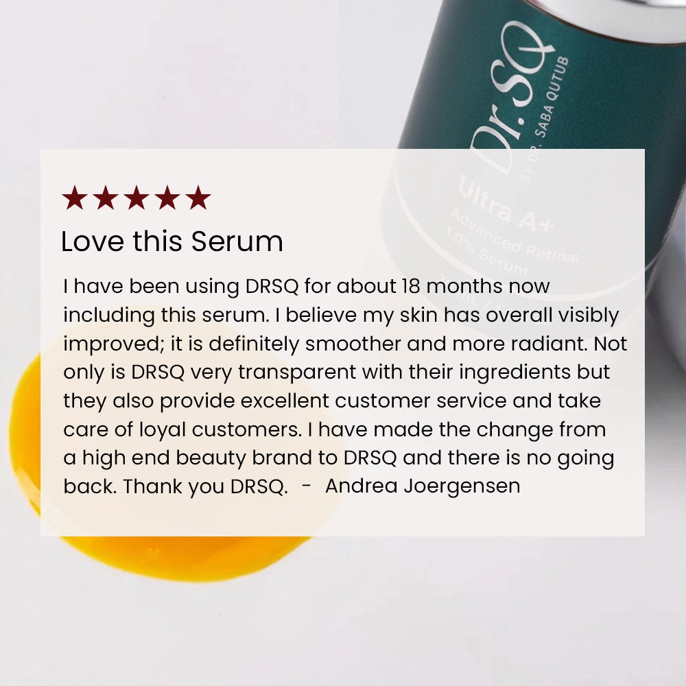 Client's testimonial with the product and texture in the background