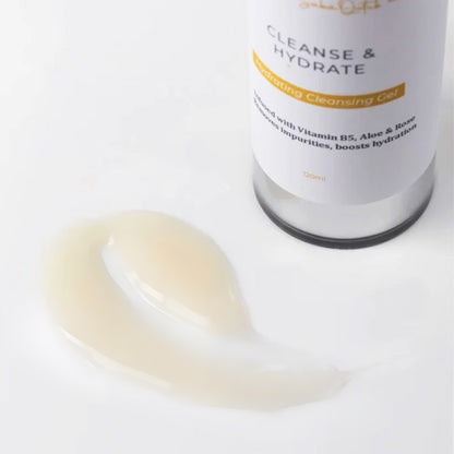 Close up image of Cleanse & Hydrate cleansing gel with the cleanser texture in focus